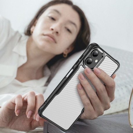 Ударозащитный чехол Carbon Fiber Texture Translucent на Samsung Galaxy A06 4G - черный