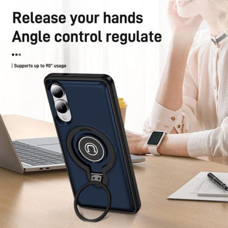 Противоударный чехол Ring Holder Magnetic на Samsung Galaxy S25 Edge 5G - синий