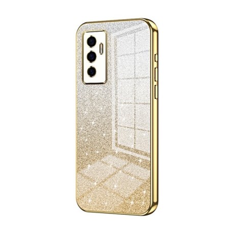 Ударозащитный чехол Gradient Glitter Powder Electroplated на Vivo S10e / V23e 4G/5G / Y75 4G - золотой