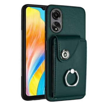 Противоударный чехол Organ Card Bag Ring Holde для OPPO A38 4G / A18 4G Global - зеленый