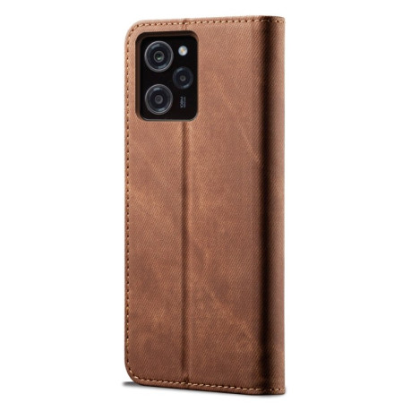 Чехол книжка Denim Texture Casual Style на Xiaomi Poco X5 Pro 5G / Redmi Note 12 Pro - коричневый