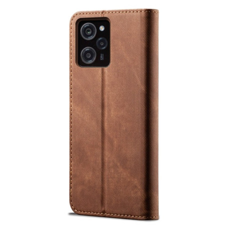 Чохол книжка Denim Texture Casual Style на Xiaomi Poco X5 Pro 5G / Redmi Note 12 Pro - коричневий