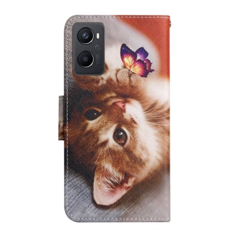 Чохол-книжка Colored Drawing Pattern для Realme 9i/OPPO A76/A96 - Butterfly Cat