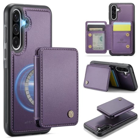 Чехол JEEHOOD J05 Business Magnetic Style RFID Leather для Samsung Galaxy A36 - фиолетовый