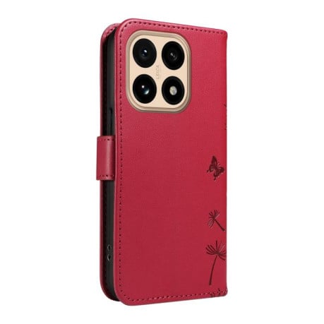 Чехол-книжка Dandelion Embossed Pattern Flip Leather на Xiaomi 15T 5G - красный