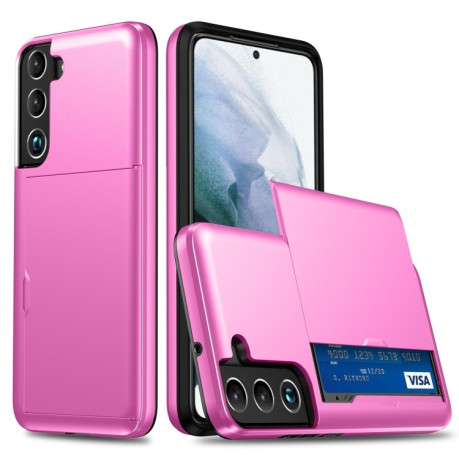 Противоударный чехол Armor Slide Card Slot для Samsung Galaxy S22 Plus 5G - пурпурно-красный