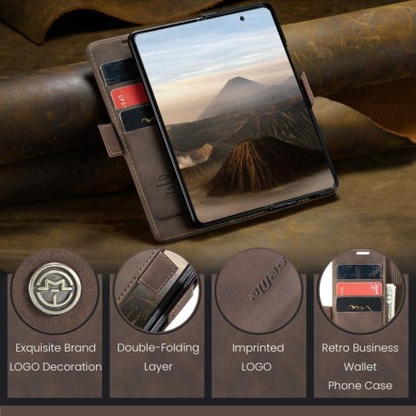 Чехол-книжка CaseMe-013 Multifunctional на Samsung Galaxy Fold 7 - кофейный