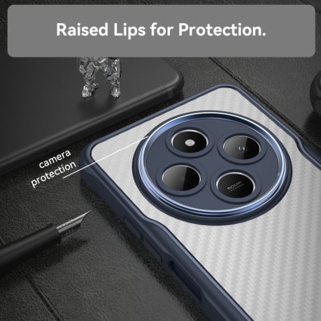 Ударозащитный чехол Carbon Fiber Texture Translucent на Xiaomi Redmi 14C 4G/Poco C75/Redmi A4 5G - синий