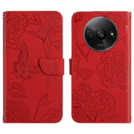 Чохол-книжка Skin Feel Butterfly Embossed для Xiaomi Redmi A3 - червоний