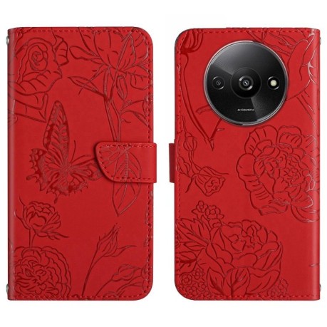 Чехол-книжка Skin Feel Butterfly Embossed для Xiaomi Redmi A3 - красный