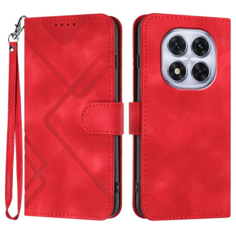 Чехол-книжка Line Pattern Skin Feel Leather для Xiaomi  Redmi Note 14 Pro 5G/Poco X7 - красный