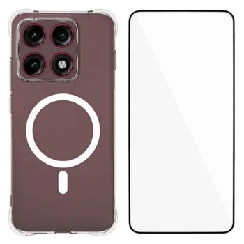 Магнитный противоударный чехол Wanlonfeng из TPU с плёнкой на экрана на Motorola Edge 70 Pro 5G — прозрачный