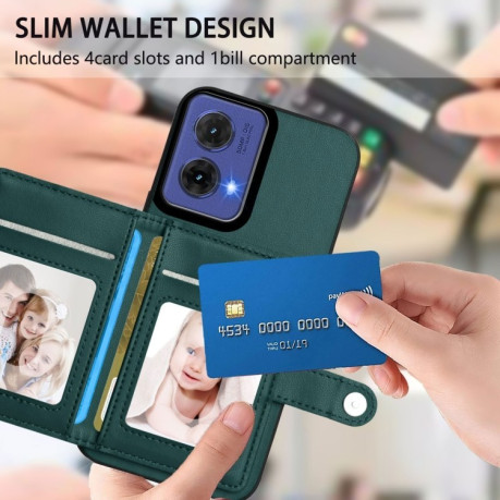 Ударозащитный чехол EU Version Button Card Bag RFID Anti-theft для Motorola Moto G85 - зеленый