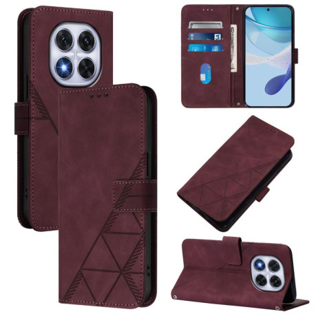 Чохол-книжка Crossbody 3D Embossed Flip Leather на Xiaomi Poco X7 - винно-червоний