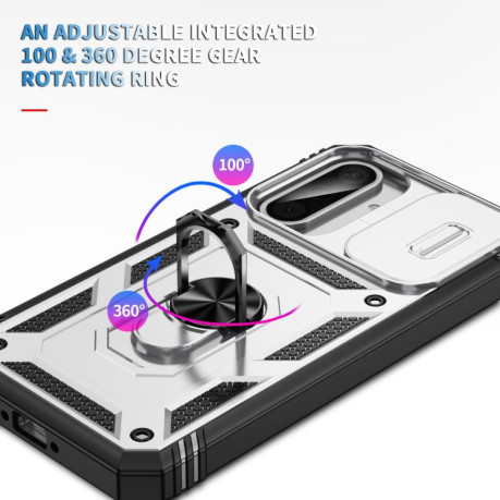 Противоударный чехол Sliding Camshield для Samsung Galaxy A56 5G - White+Black