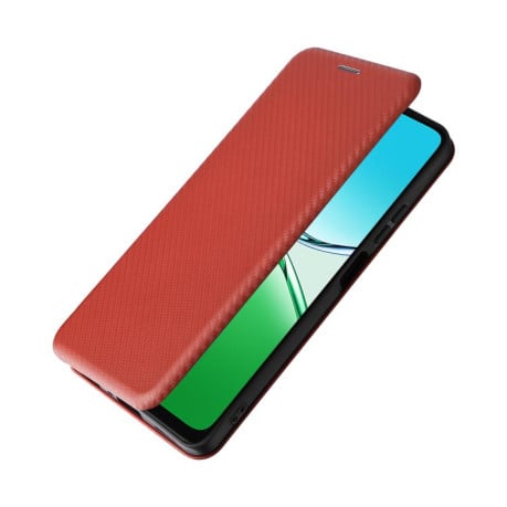 Чохол-книжка Carbon Fiber Texture на OPPO A5 5G/4G Global - коричневий