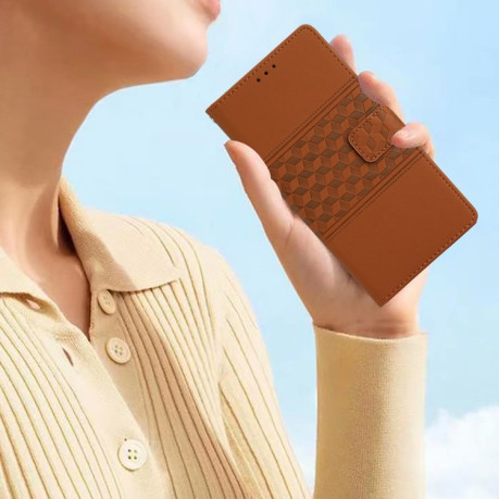 Чохол-книжка Diamond Embossed Skin Feel для Xiaomi Redmi Note 14 4G - коричневий
