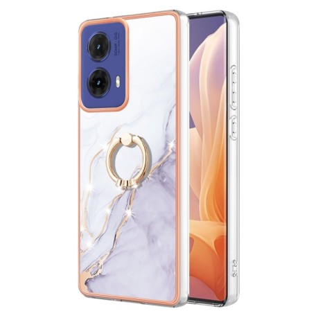 Чехол Electroplating with Ring Holder для Motorola Moto G85 - White