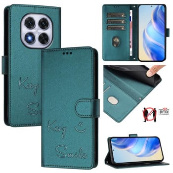 Чехол-книжка Embossing Stripe RFID для Xiaomi Redmi Note 14 Pro 4G - Peacock Green