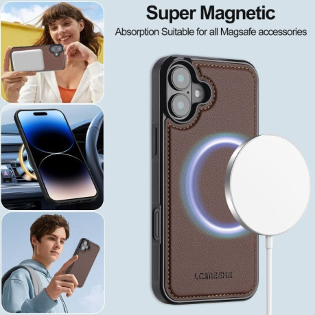 Чохол-книжка LCIMEEKE L2 Series Detachable Magsafe для iPhone 16 - коричневий