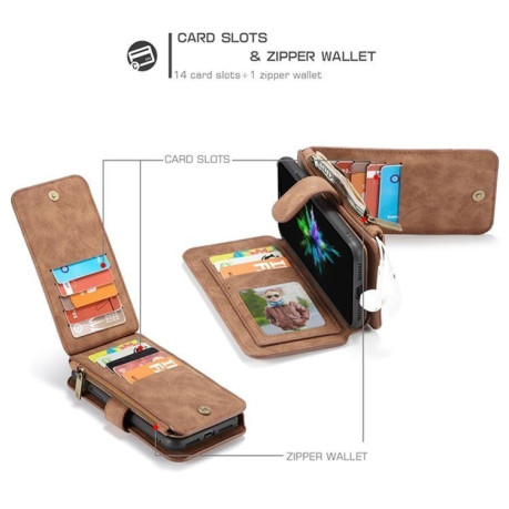 Кожаный чехол-кошелек CaseMe Wallet для iPhone XR - коричневый