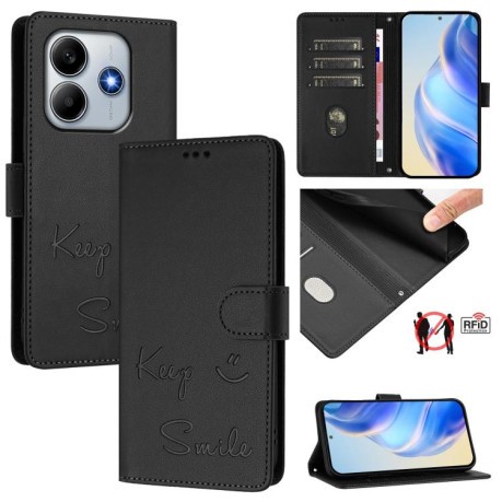 Чехол-книжка Smile Embossing RFID Leather для Xiaomi Poco M7 Pro 5G - черный
