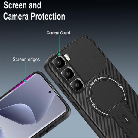 Противоударный чехол Carbon Fiber Texture (MagSafe) на Infinix Hot 60 Pro+ 4G - черный