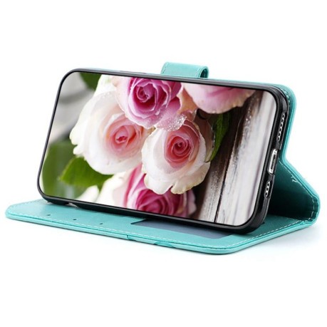 Чехол-книжка Rose Butterfly Embossed Leather для Realme 14 Pro+ - зелений