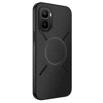Магнитный чехол Wanlonfeng серии TQ с текстурой карбона на Infinix GT 50 Pro — чёрный