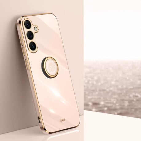 Чехол XINLI Straight Edge с держаталем-подставкой на Samsung Galaxy S25 FE 5G - розовый