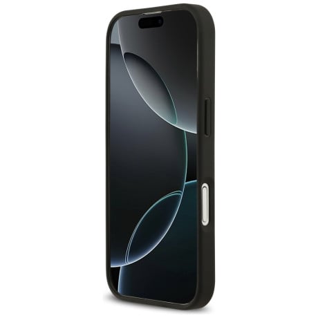 Оригинальный чехол Guess Grained Flowers Classic Logo с MagSafe на iPhone 17 - black