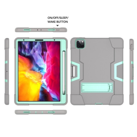 Противоударный чехол с подставкой Color Robot на iPad Pro 11  (2020)/Pro 11 2018- серо-мятный