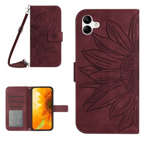 Чохол-книжка Skin Feel Sun Flower для Samsung Galaxy A05 - винно-червоний