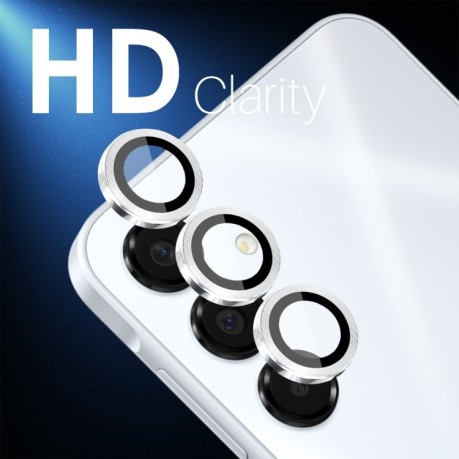 Защитное стекло NORTHJO Glitter Camera Lens Protector Tempered Glass Metal Ring на Samsung Galaxy A16 5G - серебристое