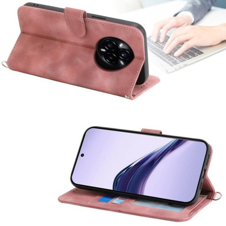 Чехол-книжка Skin-feel Flowers Embossed для Realme 14 Pro+ - розовый