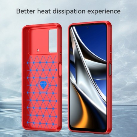Чохол Brushed Texture Carbon Fiber на Xiaomi Poco X4 Pro 5G - червоний