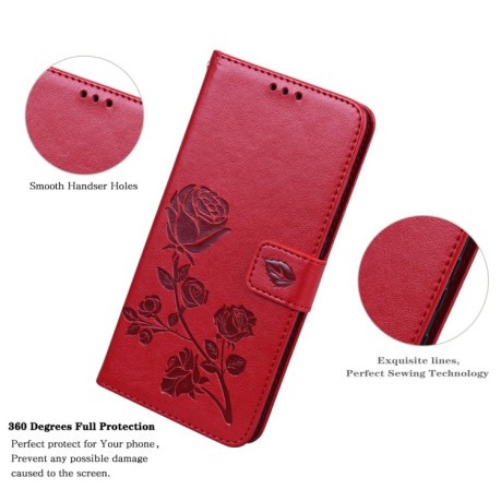 Чохол-книжка Rose Embossed для Xiaomi Poco X4 Pro 5G - червоний