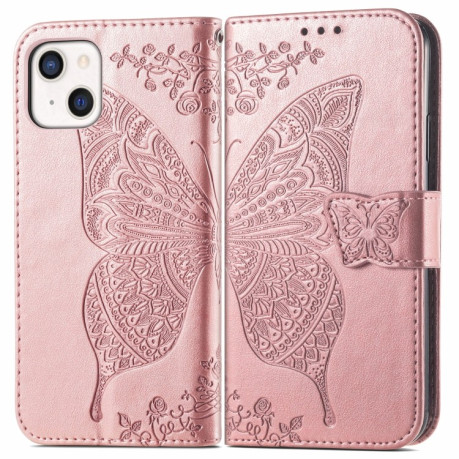 Чехол-книжка Butterfly Love Flower Embossed на iPhone 14/13 - розовое золото