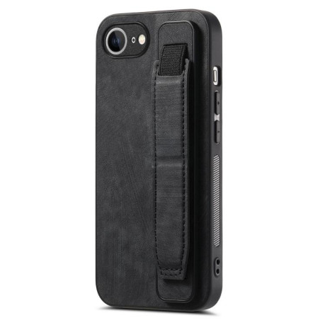 Противоударный чехол Wristband Leather Back для iPhone 16e - черный