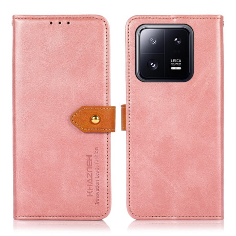 Чехол-книжка KHAZNEH Dual-color Cowhide для Xiaomi 13 - розовое золото