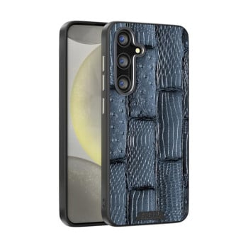 Чохол ABEEL з фактурою Beast Pattern 6D Micro-Embossed з MagSafe з натуральної шкіри на Samsung Galaxy S25 FE 5G - синій