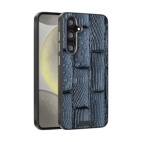 Чехол ABEEL с фактурой Beast Pattern 6D Micro-Embossed с MagSafe из натуральной кожи на Samsung Galaxy S25 FE 5G - синий
