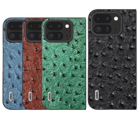 Шкіряний чохол ABEEL Genuine Leather Ostrich Texture для Google Pixel 9 Pro Fold - синій
