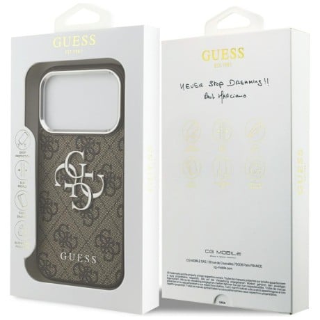 Оригинальный чехол Guess 4G Big Logo на iPhone 17 Pro - brown - silver