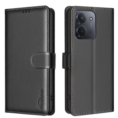 Чохол-книжка Litchi Texture RFID Anti-theft Leather на Xiaomi Redmi 15C 5G / 4G EU 173mm / Poco C85 5G - чорний