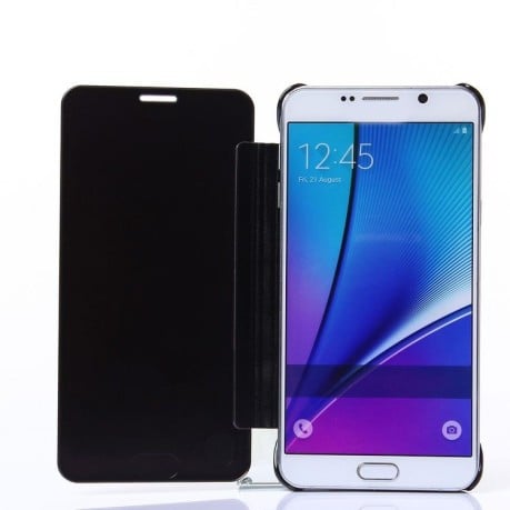 Зеркальный чехол- книжка Clear View на Samsung Galaxy Note 5 N9200 - черный