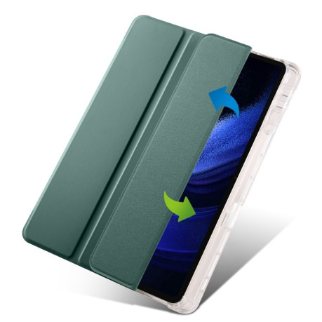 Чехол-книжка 3-fold Clear TPU Smart Leather для Xiaomi Pad 7 / 7 Pro - зеленый