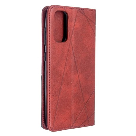 Чехол-книжка Rhombus Texture на Samsung Galaxy S20 -красный