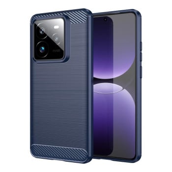 Противоударный чехол Brushed Texture Carbon Fiber на Realme GT 7 Pro 5G - синий