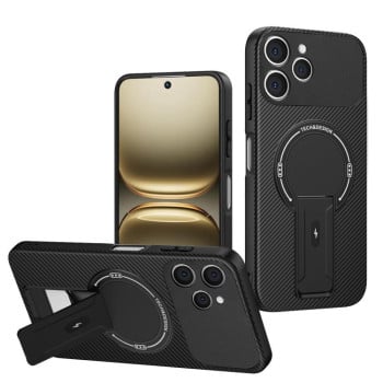 Противоударный чехол Carbon Fiber Texture (MagSafe) на Tecno Spark 40 4G — чёрный